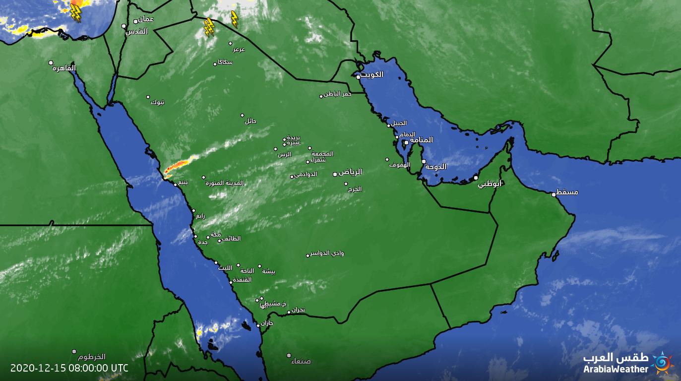 جبهة هوائية باردة تعبر أجواء السعودية اليوم