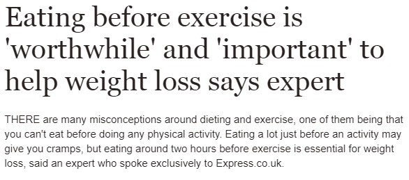 تناول الطعام قبل التمرين يساعد على فقدات الوزن