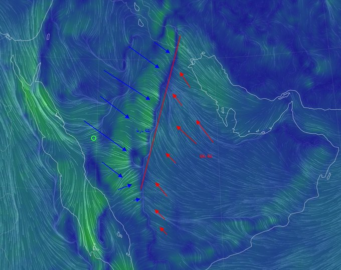 منخفض جوي شمال السعودية والرياح متقلبة ونشطة
