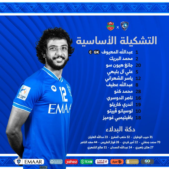 تشكيل الهلال لمواجهة شباب الأهلي 