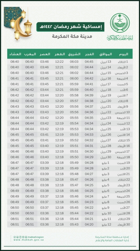 موعد اذان العصر في مكه