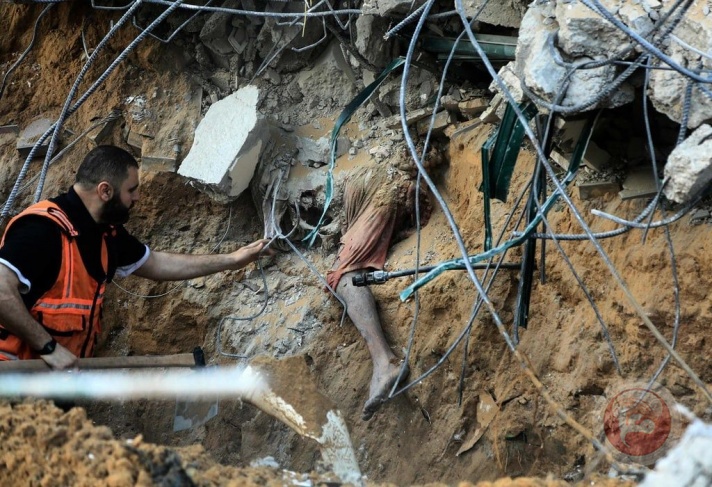 انتشال جثامين 10 شهداء بينهم طفلة جراء العدوان الإسرائيلي على غزة