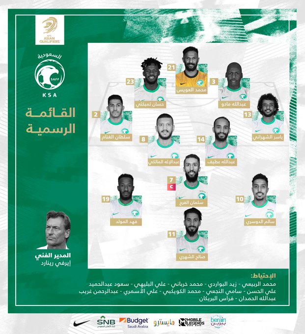 تشكيلة المنتخب السعودي 