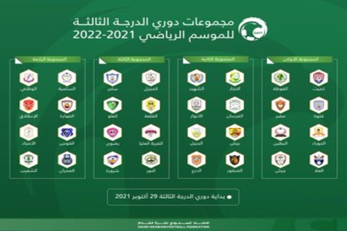 الثالثة دوري السعودي 2021 الدرجة جدول ترتيب