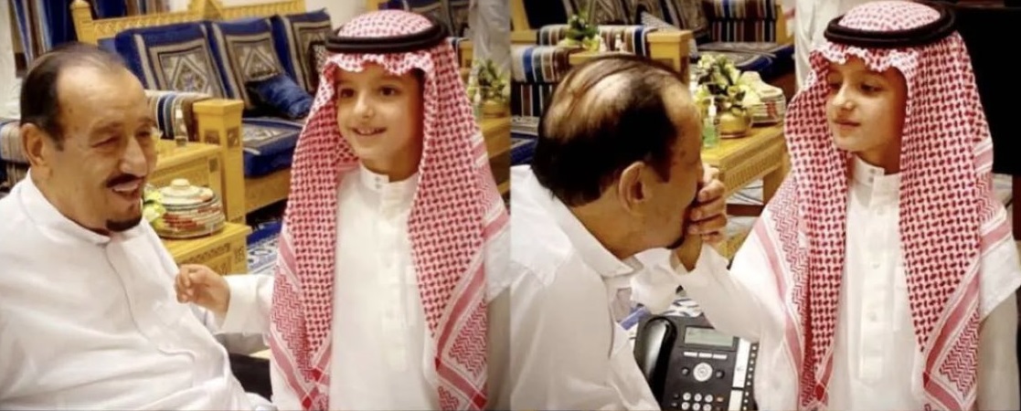 صور عفوية تجمع الملك سلمان بحفيده عبدالعزيز بن خالد