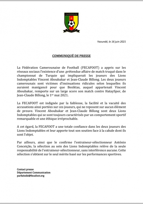 بيان الاتحاد الكاميروني