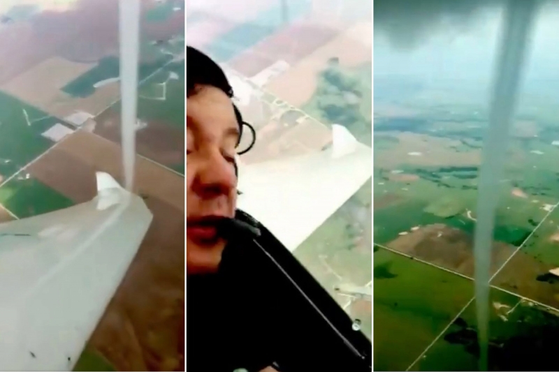 لحظة مثيرة لطيار يدخل في إعصار ويصوره !
