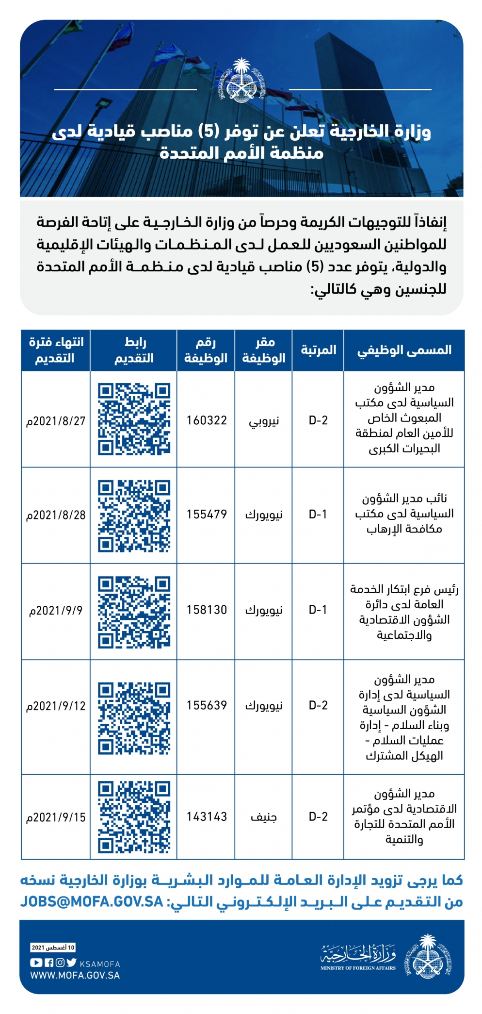 وظائف وزارة الخارجية