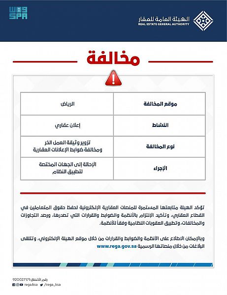 إحالة مخالفي ضوابط الإعلانات العقارية إلى الجهات المختصة