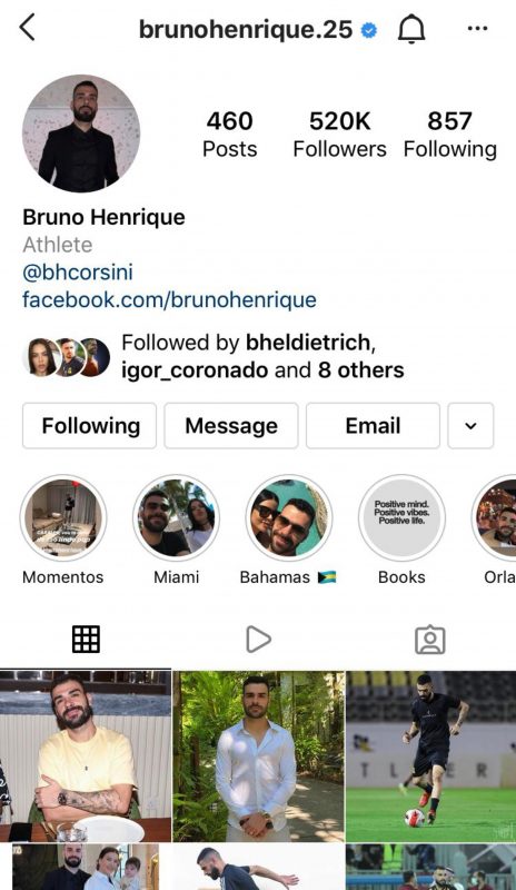 حساب برونو هنريكي في الإنستجرام 