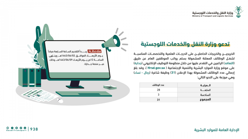 وزارة النقل والخدمات اللوجستية