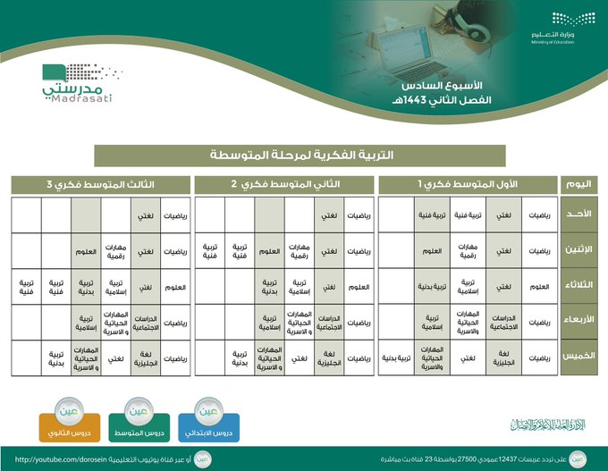 التعليم تنشر جداول دروس حصص الأسبوع السادس على قنوات عين - المواطن