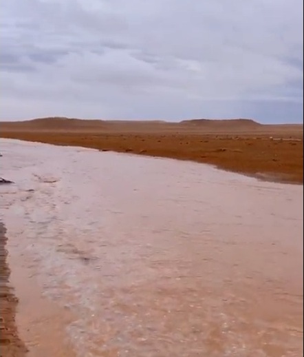 شاهد.. جريان السيول جنوب غرب عرعر