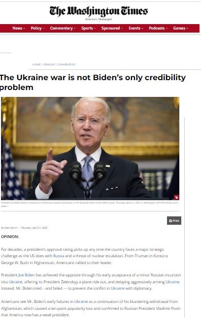 واشنطن تايمز: سياسة بايدن في أوكرانيا فشلت