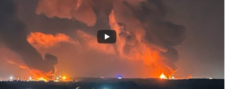 شاهد.. حريق هائل في محطة للنفط في روسيا