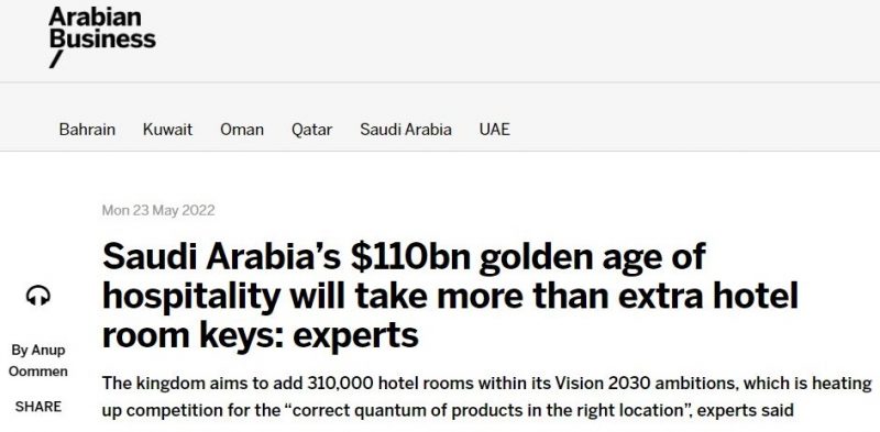آرابيان بزنس العصر الذهبي للضيافة في السعودية قد بدأ
