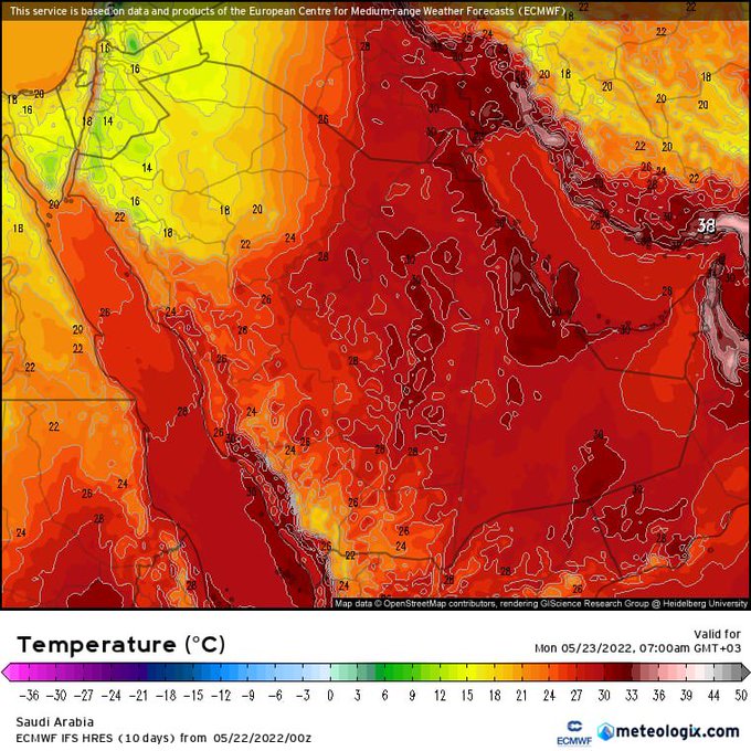 تراجع درجات الحرارة على شمال المملكة حتى 10 مئوية