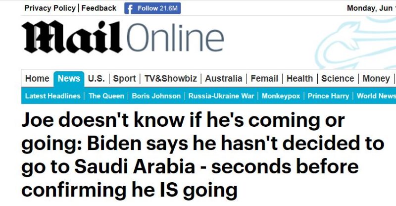 شاهد رد جو بايدن عند سؤاله مباشرة حول زيارته إلى السعودية  