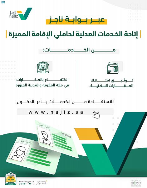 إتاحة خدمات العدل لحاملي الإقامة المميزة