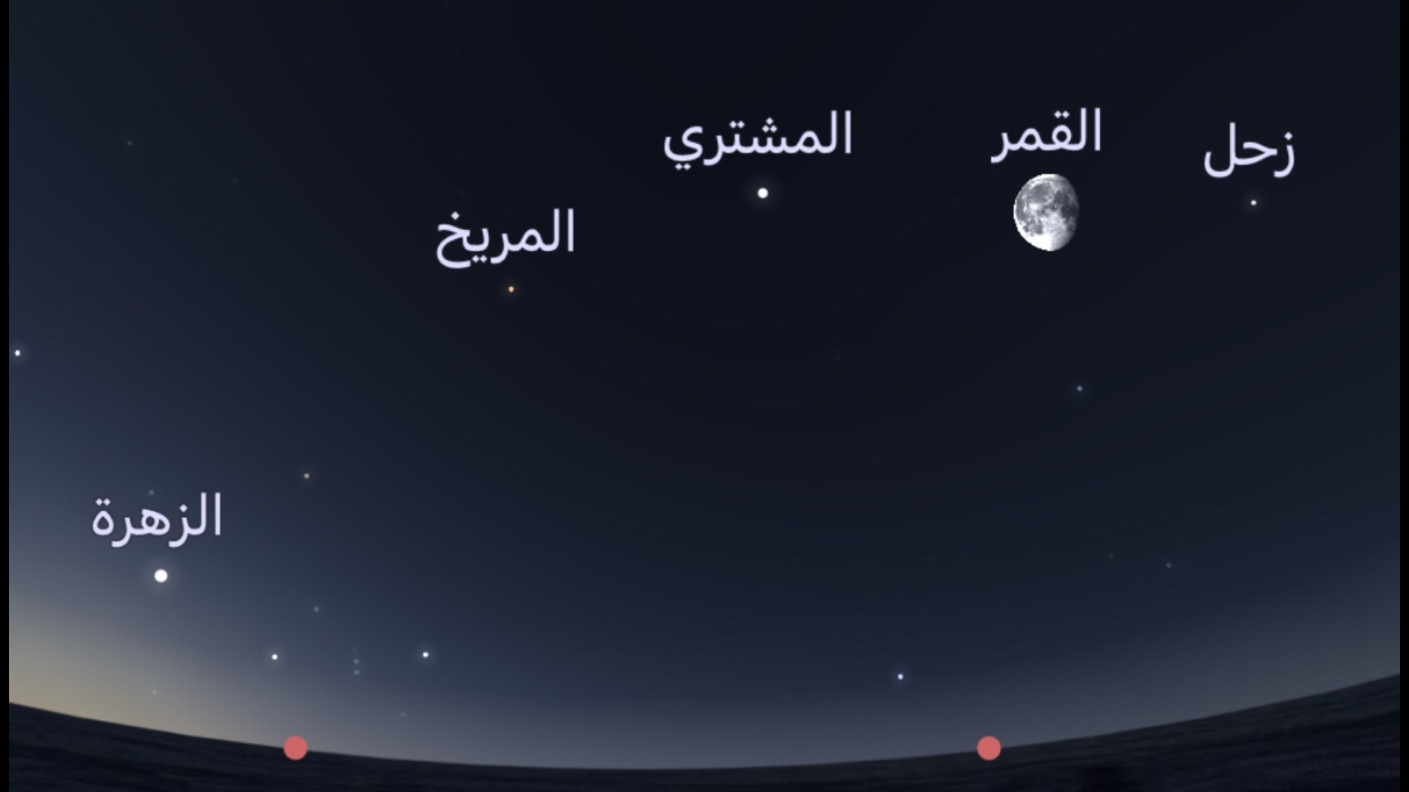 القمر الأحدب وأربعة كواكب تزين سماء المملكة فجر غدٍ