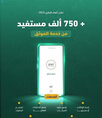 750 ألف مستفيد من خدمة الموثق