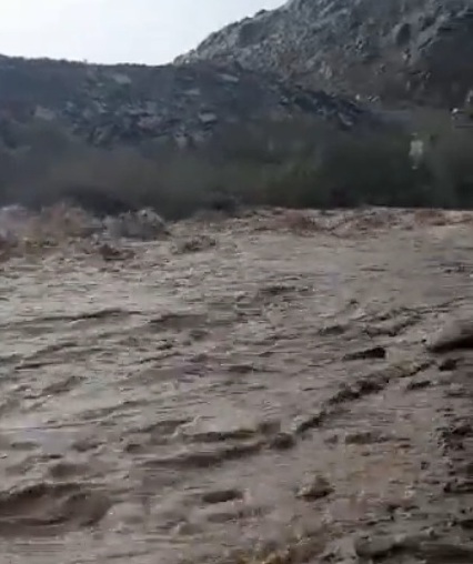 جريان سيول وادي بيدة بمنطقة الباحة