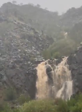 تساقط شلالات رعلة غرب محايل عسير