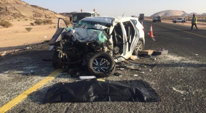 وفاة عائلة من رجال ألمع في حادث شنيع على طريق الرين الرياض
