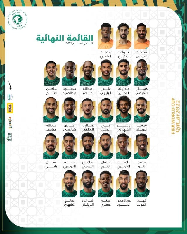 قائمة المنتخب السعودي لمونديال قطر