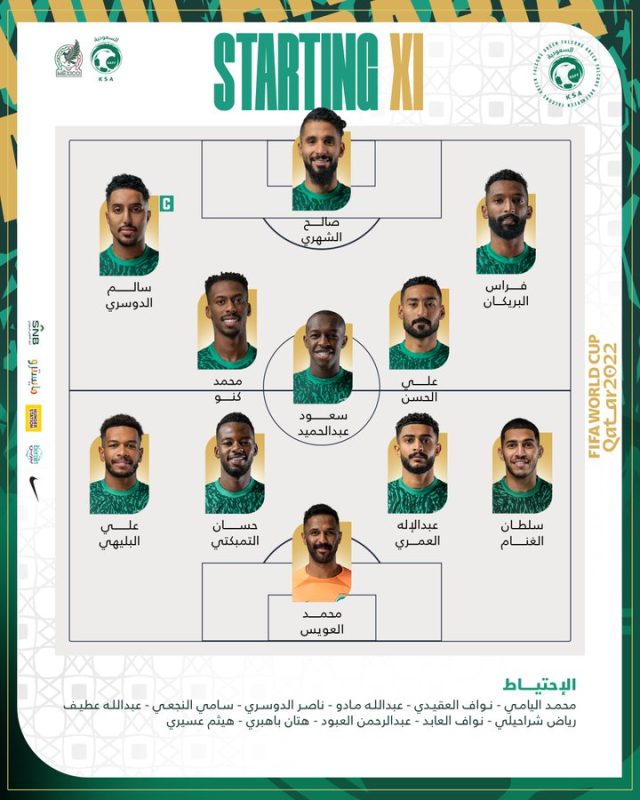 المنتخب السعودي وتشكيلته أمام المكسيك