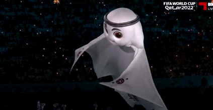 لحظة دخول تميمة لعيب حفل افتتاح مونديال قطر