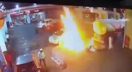 فيديو متداول لبداية حريق محطة وقود بالمدينة