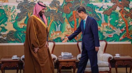 قصة اللوحة في لقاء محمد بن سلمان وهان دوك سو