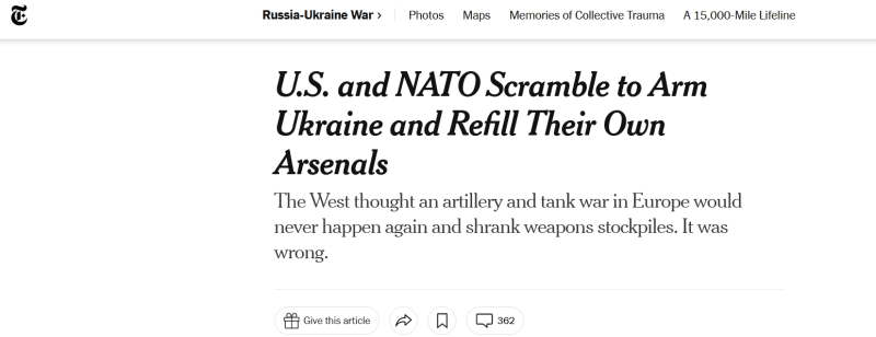 نيويورك تايمز نصف دول الناتو استنفدت مخزونات الأسلحة