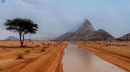 طبيعة خلابة بجبل قِطن بالقصيم بعد هطول الأمطار