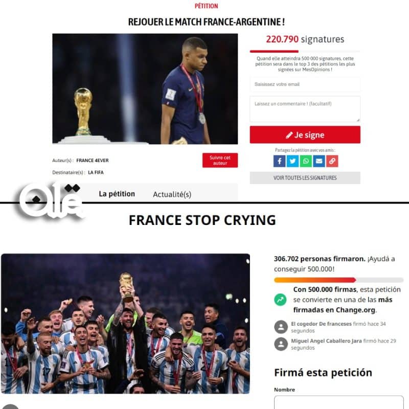 رد جماهير الأرجنتين على عريضة الفرنسيين