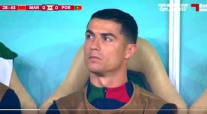 شاهد.. رونالدو على دكة البدلاء في مباراة المغرب والبرتغال