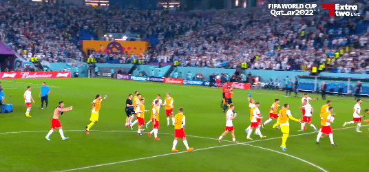 لحظة فرحة لاعبي بولندا بهدف سالم الدوسري