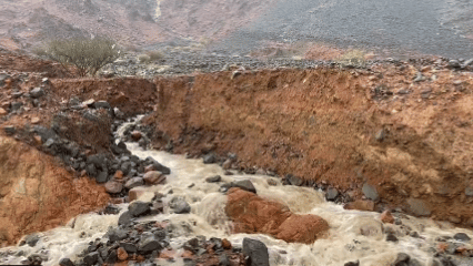 السيول ترسم لوحات جمالية بحديقة جبل أحد ومرتفعات الجماوات