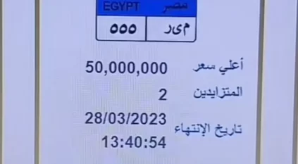أغلى لوحة سيارة في مصر بـ 50 مليون جنيه