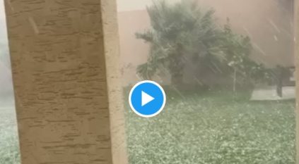 لقطات لـ العواصف الشديدة وتساقط البرد شمال الرياض