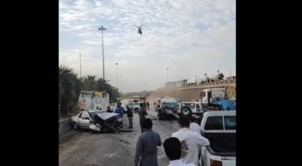 حادث مروري في الرياض والإسعاف الجوي يتدخل