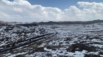 نجران تكتسي الأبيض بعد هطول البردية الكثيفة