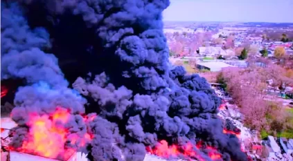 حريق هائل وانبعاث أدخنة سامة يجلي 2000 شخص في أمريكا