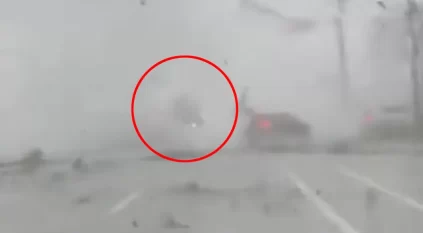 لقطات صادمة لـ إعصار أمريكي قوي يتسبب بطيران السيارات