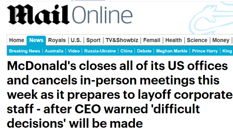ماكدونالدز تأخذ خطوة صادمة وتغلق جميع مكاتبها في أمريكا (1)