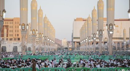 لقطات لـ مظاهر الفرحة بعيد الأضحى في ساحات المسجد النبوي