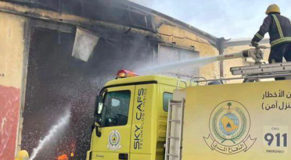 مدني الرياض يخمد حريقًا في ورشتين بالفيصلية