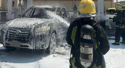 مدني الرياض يخمد حريقًا اندلع في مركبة بمحطة وقود
