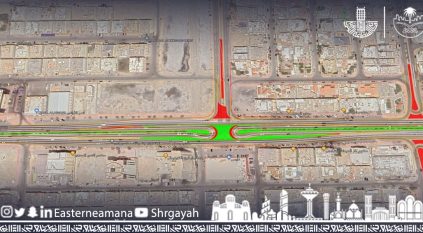 بدء تطوير الحركة المرورية بطريق الخليج العربي ودوار الصدفة بالدمام